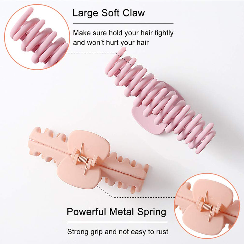 Big Claw Clips 4 Inch Nonslip Hair Clip Banana Large matte rubber for Women and Girls Think Curly Hair French Design Accessories (4 Packs) Aileam