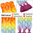 Jumbo Braiding Hair Ombre 24 inch Jumbo Braid Hair Extensions Rainbow Jumbo Box Braids Crochet Hair Long for Women Kids DIY High Temperature Synthetic Fiber 4 Tones Orange+ Yellow+ Blue+ Red 3 Bundles Benehair
