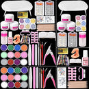 Acrylic Nail Tools, Coosa Acrylic powder Shiny Glitter Nail Art Decoration Professional DIY Gel Nail Kit Manicure File Nail Art Set with Nail Dryers COOSA