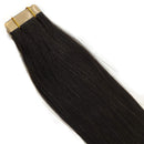 GOO GOO Tape in Hair Extensions Natural Black Real Remy Hair Extensions Seamless Straight Human Hair Extensions 20pcs 50g 14inch, Natural black