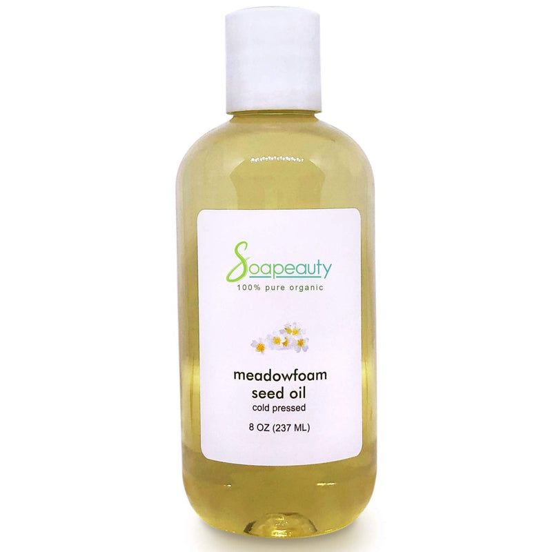 MEADOWFOAM SEED OIL Organic Cold Pressed Unrefined | 100% Pure Natural Meadowfoam Seed Oil for Face & Hair | Moisturizer for Skin, Promotes Hair Growth, Balms | Sizes 4OZ to 1 GALLON | (8 OZ) Soapeauty