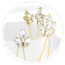 Asooll Bride Wedding Hair Pin Flower Bridal Head Clip Rhinestone Crystal Headpiece for Women and Girls(5pcs)(Gold) Asooll