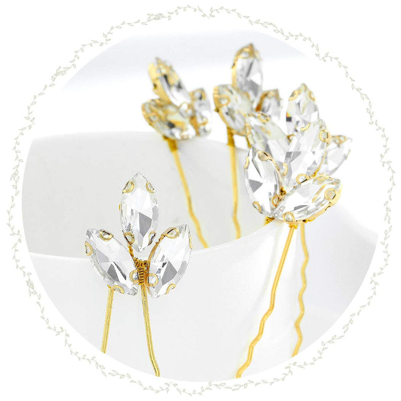 Asooll Bride Wedding Hair Pin Flower Bridal Head Clip Rhinestone Crystal Headpiece for Women and Girls(5pcs)(Gold) Asooll