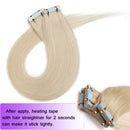 24 inch Tape in Human Hair Extensions Whitish Blonde Seamless Rooted Tape on 100% Remy Hair Highlighted Long Straight 20pcs 50g Skin Weft Invisible Double Sided for Women (24"