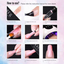 Modelones Poly Nail Gel Kit Enhancement Nude Gray Glitter Nail Extension Gel Kit Christmas New Year Gift with Slip Solution Trial Professional Technician All-in-One French Kit modelones
