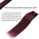 Burgundy Tape in Hair Extensions Human Hair Tape on Remy Hair Highlighted 14inch Long Straight Wine Red Seamless Skin Weft Invisible Double Sided for Women 14inch=80g 40 Pieces