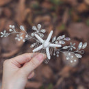 Yean Starfish Bride Wedding Hair Comb Sliver Crystal Beach Bridal Hair Piece Flower Hair Accessories for Women and Girls Yean