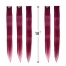 Winsky Burgundy Clip in Colored Hair Extensions 100% Real Human Hair - Straight Highlights Colored Clip on Hairpieces 5 Pieces/Set (18inch, Burgundy) Winsky