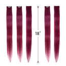 Winsky Burgundy Clip in Colored Hair Extensions 100% Real Human Hair - Straight Highlights Colored Clip on Hairpieces 5 Pieces/Set (18inch, Burgundy) Winsky