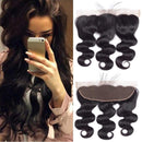 QTHAIR 12A Transparent Lace Body Wave Human Hair Lace Frontal (18",13x4 Ear to Ear Lace Frontal,Natural Black)130% Density Pre Plucked Natural Hairline with Baby Hair 100% Virgin Brazilian Body Wave Hair QTHAIR