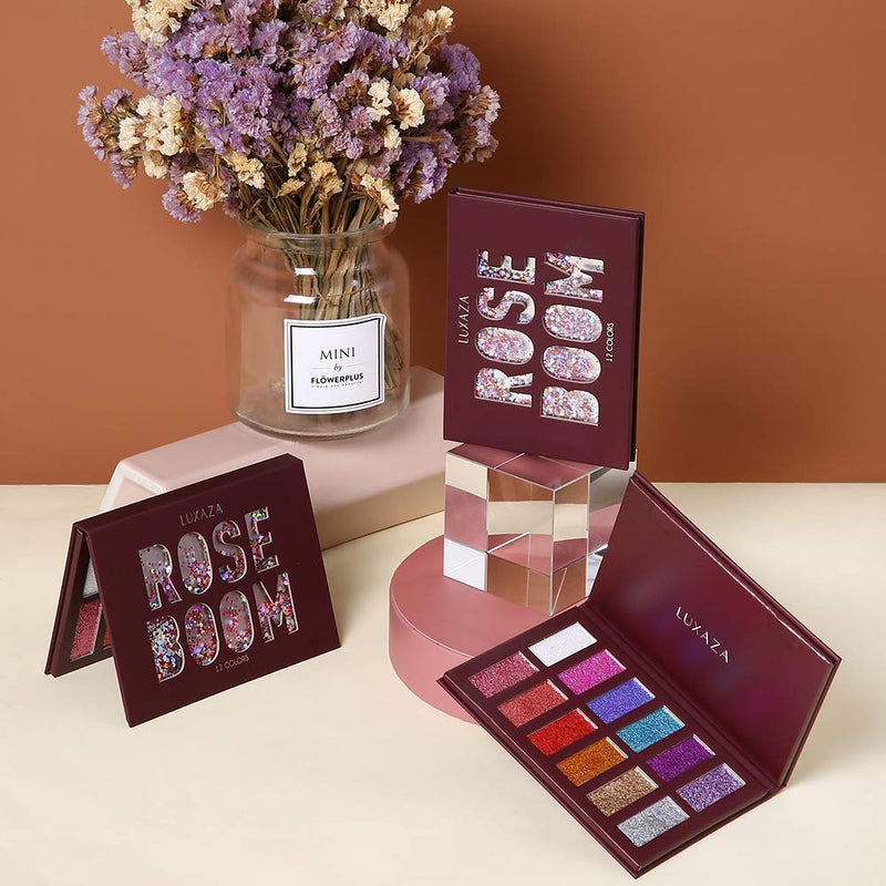 LUXAZA Holographic Glitter Eyeshadow Palette Metallic Festival Style,Ultra Pigmented Shimmer Sparkling Eyeshadow Makeup pallet,Long Lasting Waterproof Eye Shadows Cosmetics Gift Kit LUXAZA