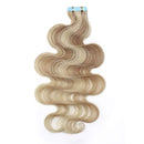 24 Inch Tape in Human Hair Extensions Highlight Wavy Thin Hair 100g 40pcs/pack Seamless Skin Weft Glue in Body Wave Human Hairpieces Balayage