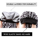 Sent Hair Extra Long Satin Bonnet for Women Silky Sleep Cap Double Layer Long Hair Bonnet for Braids,Curly,Long Hair- Soft Elastic Band,Black & White Pattern sent hair