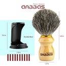 Shaving Brush with Holder, Anbbas Pure Badger Hair Shaving Brush Wood Handle,Black Resin Shaving Stand Contracted Design,2in1 Wet Shaving Set for Men Anbbas