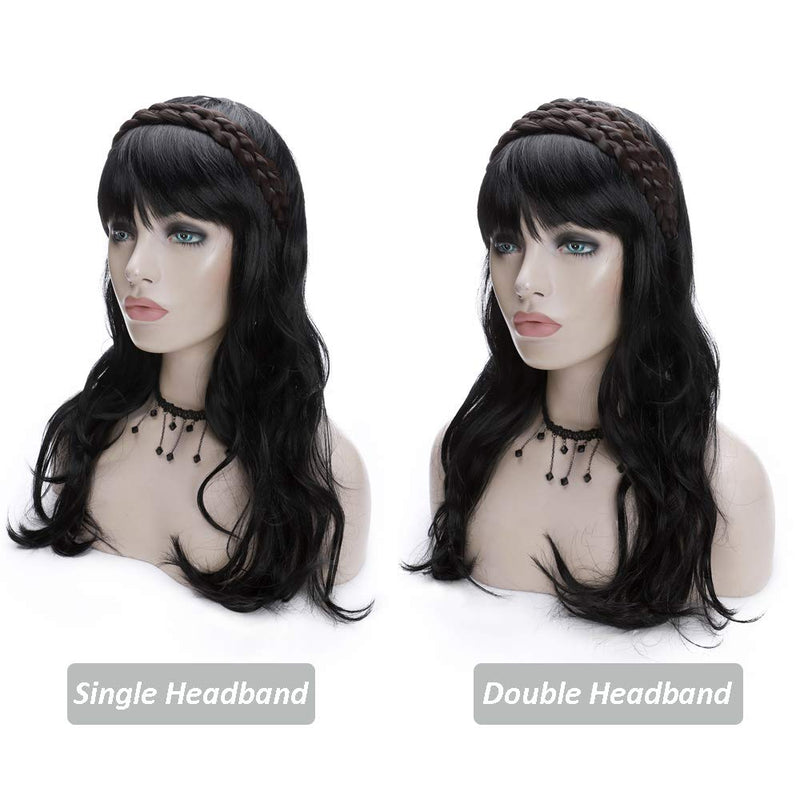 Hairro Braid Hairbands for Women Synthetic Hair Five-strand Fake Braid Plaited Hair Band Classic Chunky Wide Plaited Braids Hairpiece Fashionable Beauty Hair Accessory 4A Brown Hairro