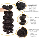 Miss CARA Brazilian Hair Loose Wave 3 Bundles with Closure Remy Hair Bundles 100% Unprocessed Virgin Human Hair Extensions Natural Color (28 28 28+20) Miss CARA Store