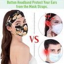 YBSHIN Boho Hair Bands African Buttons Headbands Floral Hair Wraps Turban Hair Scarfs Yoga Hair Wears Elastic Hair Bands with Printed Mouth Cover Headpieces for Women and Girls (Black Flowers) YBSHIN