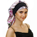 Sent Hair Extra Long Satin Bonnet Sleep Cap for Women Double Layer Silky Hair Bonnet for Braids,Curly,Long Hair- Soft Elastic Band,Pink Floral sent hair
