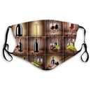 Comfortable Printed mask,Wine on Wooden Windproof Facial decorations for Adults GULTMEE
