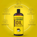 Pure Fractionated Coconut Oil - Big 32 fl oz Bottle - Non-GMO, 100% Natural, Lightweight Massage Oil for Massage Therapy on Skin, Hair, More - Perfect Carrier Oil for Essential Oils Seven Minerals