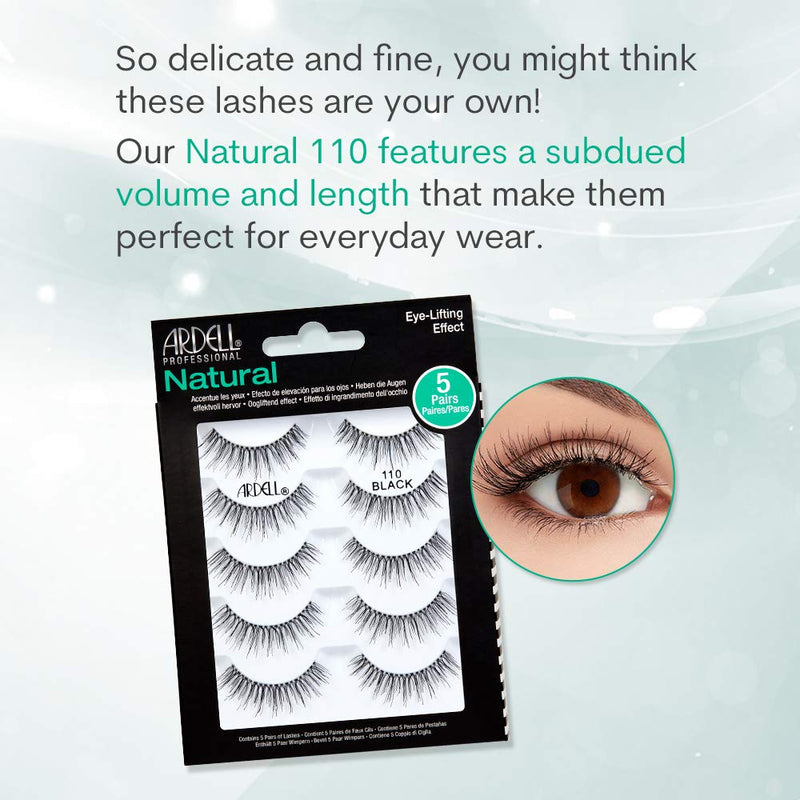 Ardell False Eyelashes Natural 110 Black, 1 pack (5 pairs per pack) Ardell