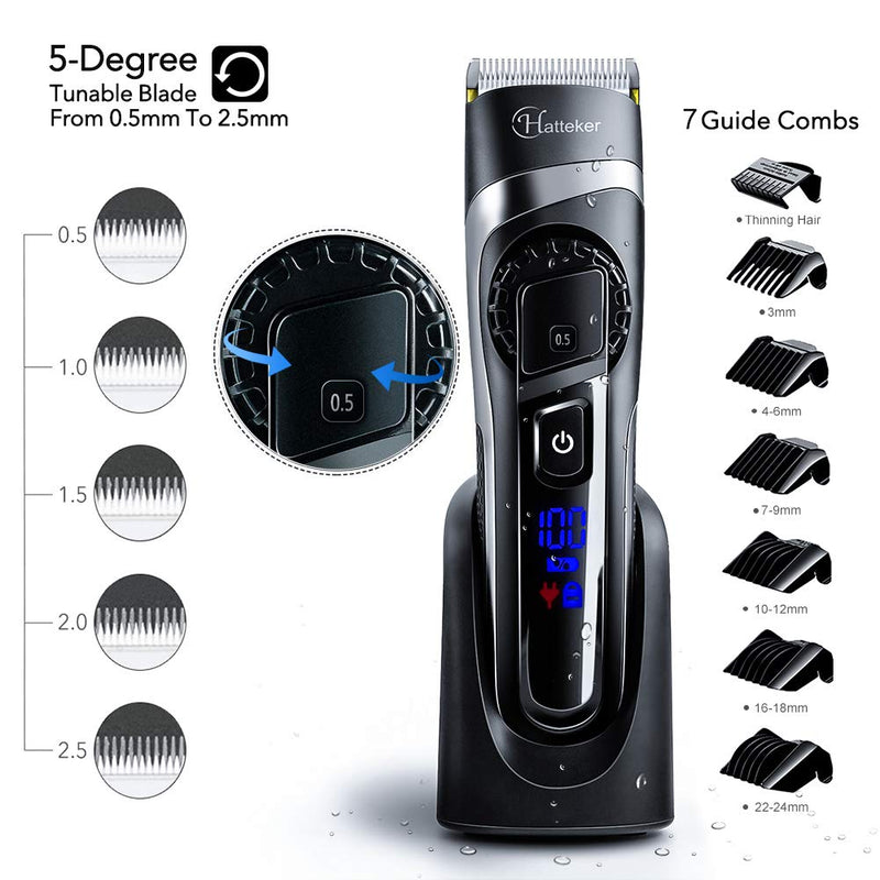 Hatteker Mens Beard Trimmer Hair Clipper Hair Trimmer Cordless Grooming Kit Mustache Trimmer Precision Trimmer for Men Hair Cutting Kit Waterproof 3 in 1 Hatteker