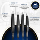 Tweezers Set 4-piece-Stainless Steel Slant Tip + Sharp Pointed Eyebrow Tweezer Set-Precision Facial Hair Removal ,Eyebrow Hair,Splinter,Blackhead,Ingrown Hair/Tick Remover-Ends Meet Perfect Majestic Bombay
