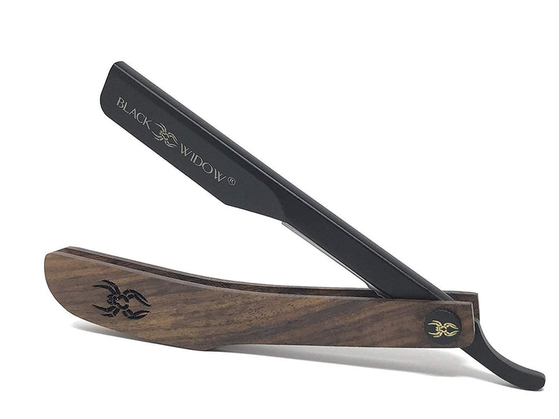 Barber Straight Razor, Professional Barber Straight Edge Razor - Barber Razor Compatible with Straight Razor Blade for Barber by Black Widow (1.5mm) (Wood) Black Widow Executive Brand Razor Store