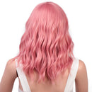 Relena Pastel Wavy Wig with Bangs Short Bob Pink Wig for Women Curly Wavy Shoulder Length Pastel Bob Synthetic Cosplay Wig for Girl Colorful Costume Wigs(14", Pink) Relena