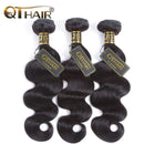QTHAIR 12A Brazilian Body Wave with Closure 8a Unprocessed Brazilian Virgin Hair 2 Bundles with Free Part Closure Natural Black Human Hair Bundles With Closure(12 12 with 10inch) QTHAIR