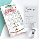 Edary Fake Nails White Gradient Square Press on Nails Full Cover False Nails 24pcs for Women Edary