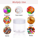 4OZ Slime Containers with Lids + 20 Gram Round Samples Jars (Set of 24)- Empty Small Plastic Containers with Lids for Slime, Lip Scrub, Lotions, Body Butters and Craft Storage Bonus Labels + Spatulas AMORIX