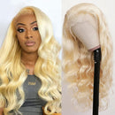 613 Blonde Lace Front Wig Human Hair 13x4 18" Brazilian Body Wave Lace Frontal Wig Pre Plucked with Baby Hair 150% Density Light Blonde Human Hair Wigs for Black Women Bleached Knots A8 Store