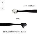 MOON Toothbrushes, Soft Bristle, White and Black Sleek Toothbrushes, 2 Pack Moon