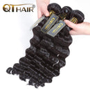 QTHAIR 12a Peruvian Virgin Hair Loose Wave Hair Weave 3 Bundles 300g 16" 16" 16" 100% Unprocessed Loose Deep Wave Virgin Human Hair Weave Natural Color QTHAIR