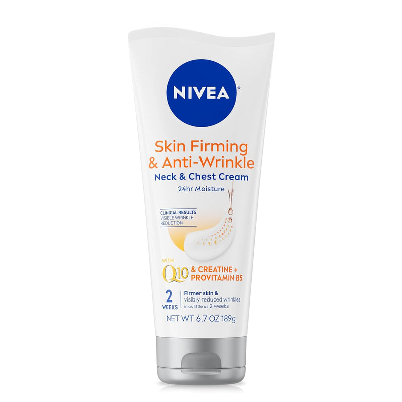 NIVEA Skin Firming and Anti Wrinkle Neck and Chest Cream with Q10, Creatine and Provitamin B5, Skin Firming Body Cream Reduces the Look of Fine Lines and Wrinkles, 6.7 Oz Tube - Infinity Warehouse