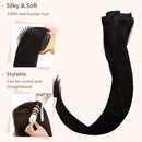 Hairro Clip in Hair Extensions 100% Human Hair 8 Inch Thin Short Straight Human Hair Clip on Hairpieces Jet Black 45g Machine Weft 8pcs 18 Clips for Women