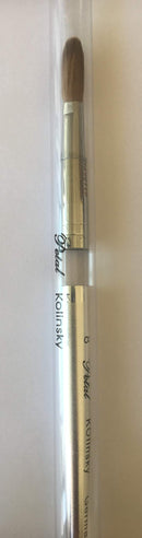 Silver Handle CRIMPED 100% Kolinsky Acrylic Nail Brush (Crimped 8) Silver Handle Nail Brush