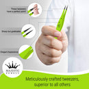 Surgical Tweezers for Ingrown Hair - Precision Sharp Needle Nose Pointed Tweezers for Splinters, Ticks & Glass Removal - Best for Eyebrow Hair, Facial Hair (Black Green Yellow) Majestic Bombay