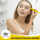 Surgical Tweezers for Ingrown Hair - Precision Sharp Needle Nose Pointed Tweezers for Splinters, Ticks & Glass Removal - Best for Eyebrow Hair, Facial Hair Removal (Black & Yellow) Majestic Bombay