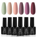 Beetles Pastel Gel Polish 6 Colors Kit, Nude Colors Collection, Soak Off Nail Lamp Gel Nail Kit, 7.3ml Each Bottle beetles Gel Polish