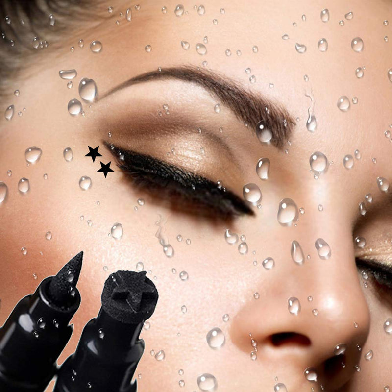 Pinkiou Eyeliner Pen with Eye Makeup Stamp Waterproof Double Sided Long Lasting Seal Eyeliner (4 in 1) Pinkiou