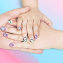 Allstarry 120pcs 5 pack Children Nails Press on Pre-glue Full Cover Glitter Gradient Color Rainbow Short False Nail Kits Lovely Gift for Children Little Girls Nail Art Decoration (Mermaid & Unicorn) Allstarry