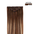 16" Hair Extensions Clip in Balayage Human Hair for Women - Silky Straight Chocolate Brown to Honey Blonde Highlight Brown