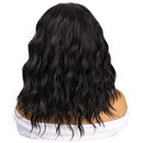 Stamped Glorious 14 Inch Black Wavy Bob Wig for Women Synthetic Middle Part Short Bob Wavy Curly Wig Shoulder Length for Daily Party Use Stamped Glorious
