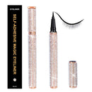 Upgraded Self-adhesive Eyeliner,2 in 1 Eye Liner Pen Diamond Bling Glitter Liquid Eyeliner No Glue, Non Magnetic,Eye Liner for Eye Makeup Wear Normal False Eyelashes Best Women Gifts (Queen) tokabrize