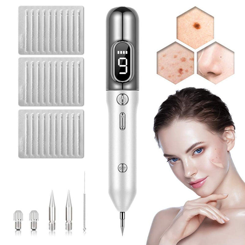 Portable Beauty Equipment With Home Usage, USB Charging, 30 Replaceable Needles, 9 Levels Adjustable, Silver AMZGIRL