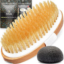 Dry Brushing Body Brush. Medium Soft Dry Brush for Cellulite and Lymphatic. For Beginners. Exfoliating Skin Brush and Free Konjac Sponge, for a Softer, Glowing Skin Belula