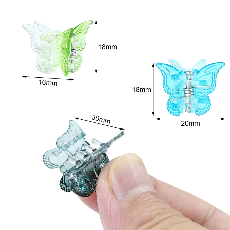 EAONE 100Pcs Butterfly Hair Clips Pastel Hair Clips Mini Cute Clips Hair Accessories for Hair 90s Girls Women with Box Package, Gradient Tansparency Colors EAONE