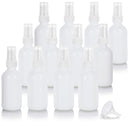 2 oz Opal White Glass Boston Round White Treatment Pump Bottle (12 pack) + Funnel JUVITUS Store